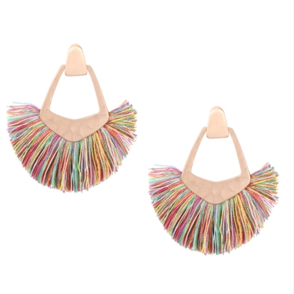 2/$30 - Boho Multicolor Tassel Fringe Dangle Earrings – Festival Statement